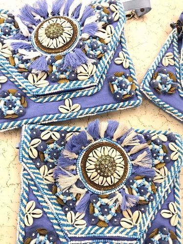 Light Blue Vintage Embroidered Hand Bags