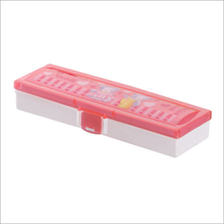 White & Pink Plastic Pencil Box