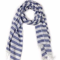Blue And White Striped Scarf