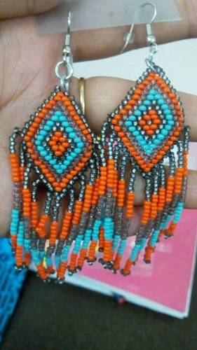 Diamond Shaped Beaded Earrings Gender: Women