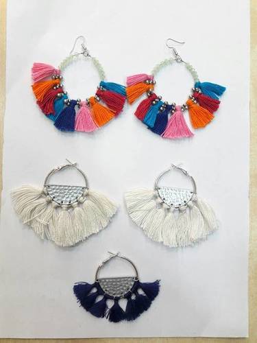 Colourful Silk Thread Earrings Gender: Women