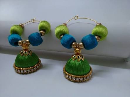 Silk Thread Fancy Jhumka Earrings Gender: Women