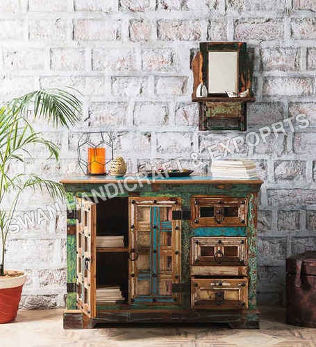 Antique Sideboard - Solid Wood, 1371.6x406.4x762mm | Handmade Artwork, Durable, Eco-Friendly, Easy to Clean