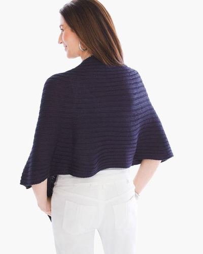 Ladies Woolen Stole - Wool, One Size, Navy | Soft Texture, Warmth, Stylish Ribbed Poncho