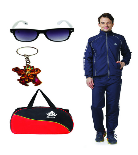 Nevy Mens Track Suit & Duffle Bag Combo (Nevy&White)