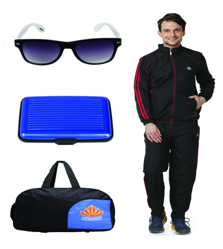 Mens Track suit & Duffle bag Combo(black&red)