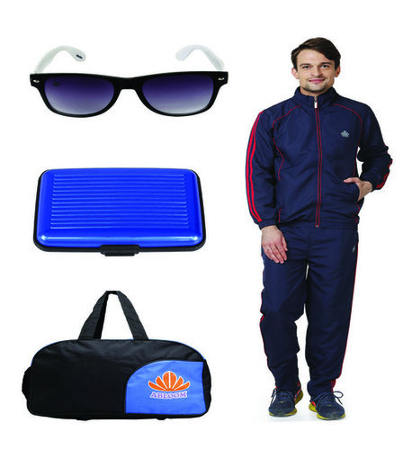 Nevy Mens Track Suit & Duffle Bag Combo(Nevy&Red)