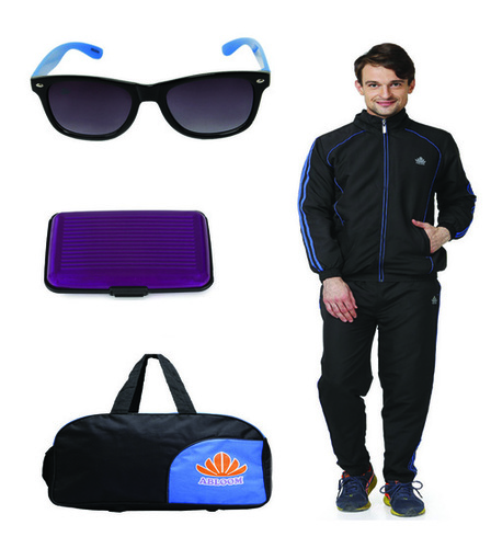 Mens Track suit & Duffle bag Combo(black&blue)