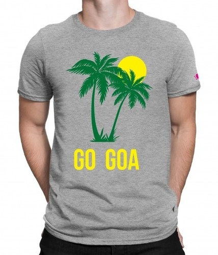 Mens Round Neck T Shirt - Cotton, Grey, Multiple Sizes | Soft Fabric, Durable Stitch, Elegant Pattern, Beach Wear