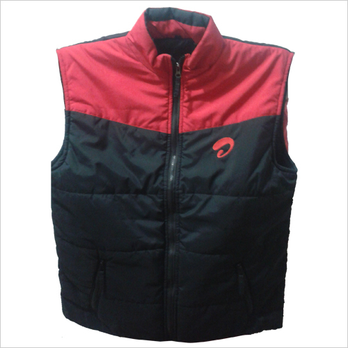 Airtel Jackets - Polyester Shell Material Sleeveless Style Black & Red Color | Double Pockets Adjustable Bottom Strap Winter Mens Jacket
