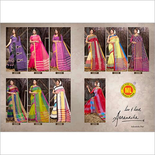 Multi Color Printed Cotton Saree