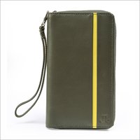 Grey And Yellow Leather Ladies Hand Purse