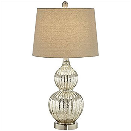 Lili Fluted Mercury Glass Table Lamp - Glass, Metal, 28" H, 6" Base Diameter, Fabric Shade | Elegant Design, Mercury Glass, Fluted Texture, Durable Base