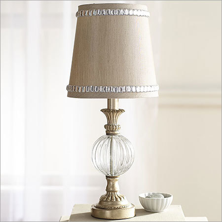 Glitz Boudoir Lamp - Glass And Metal, 12x12 Inches, 2 lbs | Elegant Design, Soft Lighting, Fabric Shade, Easy Assembly