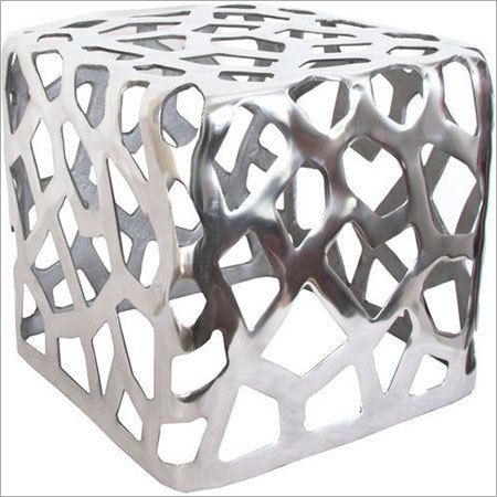 Aluminum Decorative Item - Aluminum, 16x16x16 inches, Silver | Stylish, Durable, Lightweight, Polished Finish, Modern Cubic Design