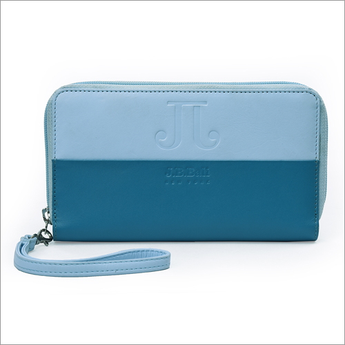 Periwinkle Blue And Teal Blue Two Color Ladies Leather Wallet