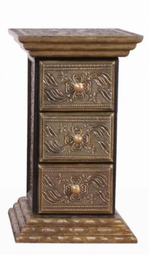 Metal Cladded Sideboard - 27x27x47 Inches, Brass Material | Classy Aesthetic Design, Strong Durability, Long-Lasting Quality