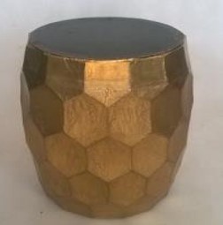 Metal Cladded Side Table - Brass, 37x37x47 cm | Classy Design, Long-Lasting Durability, Versatile for Showrooms and Shops