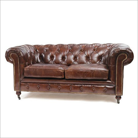 Wrought Iron Leather Chestered Sofa