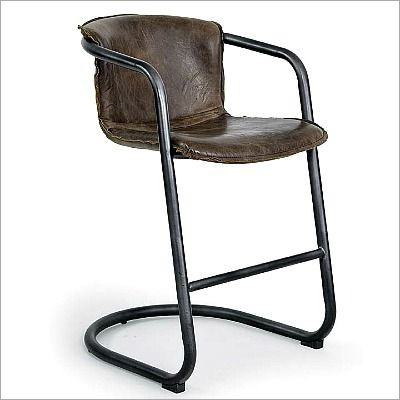 Wrought Iron Leather Seated Chair