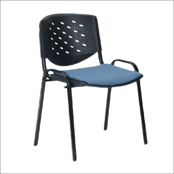 Executive Visitor Chair - Stainless Steel, Black Color | Modern Design, Durable, Easy to Clean, Eco-Friendly, Polished Finish, Stackable