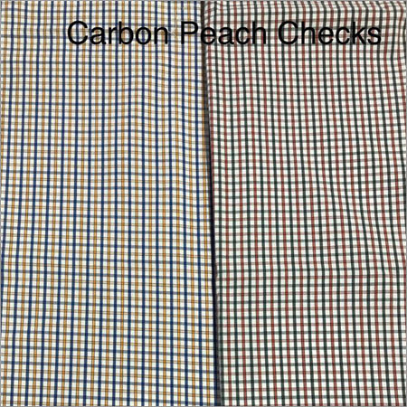 Carbon Peach Check Fabric