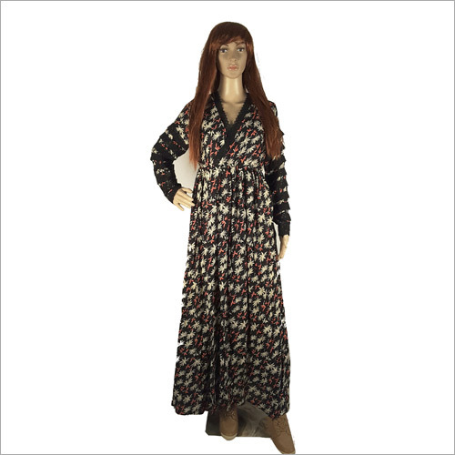 Ladies Leaf Print Long Gown