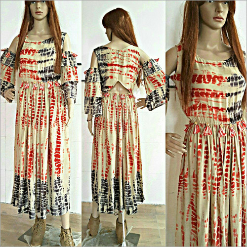 Ladies Tie and Dye Effect Long Gown