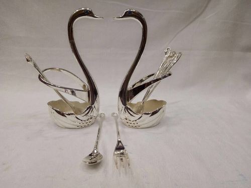 Silver Plated Swan Set Spoon/Fork Stand