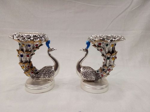 Silver Plated Peacock Tea Light