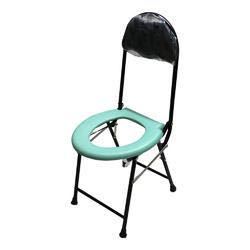 Commode Chair - Steel, 16x16x24 inches, Light Green | Portable, Foldable, Durable Frame, Comfortable Seat