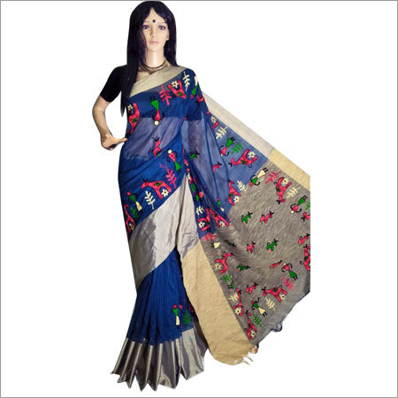 Ladies Casual Cotton Handprint Saree