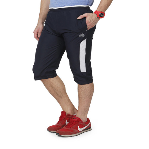 Men's Capri Navy & White - NS Polyester with Inside High Quality Net, Sizes M-XXL | Stylish Design for Adults, Perfect for Casual Wear