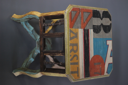 SIDE STOOL - Mixed Media, Varied Dimensions, Multicolored | Stylish Design, Durable, Strong, Long Life