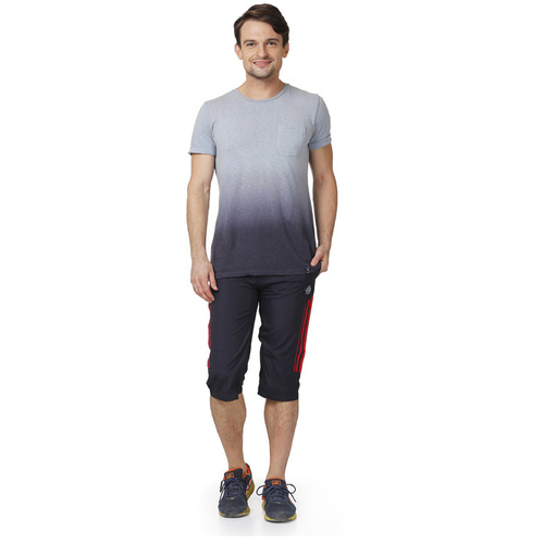 Mens Capri - NS Polyester, Sizes S-XXL, Navy & Red Color | Stylish Summer Shorts for Adults, Featuring High-Quality Inside Net Design