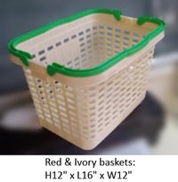 Plastic Shopping Baskets - Plastic, 304.8 Mm Depth, Ivory Color | Durable, Eco-friendly, Lightweight, Rust Proof, Water Resistant, Customizable Designs