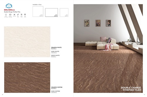 Glossy Floor Tiles - Ceramic 60x60 Cm, 10 Mm Thickness | Abrasion Resistant, Water & Slip Resistant, High Shine Finish