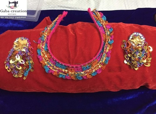 GABA CREATION - Gold Handmade Necklace, Pink and Yellow Floral Design | Intricate Gotta Patti Work, Perfect Color Combination, Beads and Flower Decoration