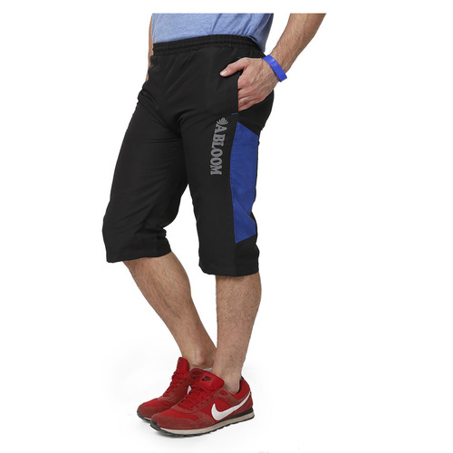 Mens Black & Blue Capri - NS Polyester, Available in Sizes S to XXL, Color: Black & Blue, Designed for Summer Comfort, Stylish Shorts for Men