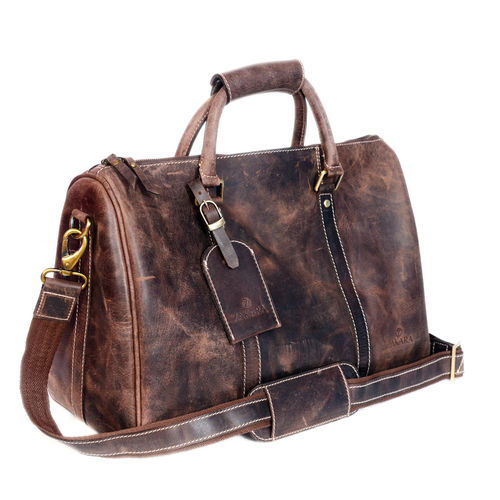 Natural Vintage Leather Duffel Bag Gender: Men