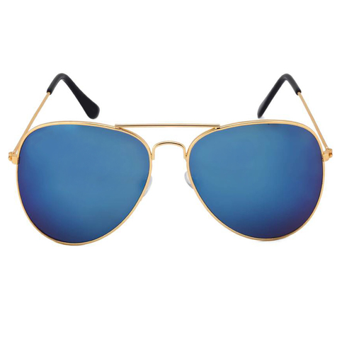 Mens Blue and Gold Sunglasses - Stainless Frame Fibre Lenses | Polarized Comfortable Nose Pads 100% UV Protection Attractive Packaging