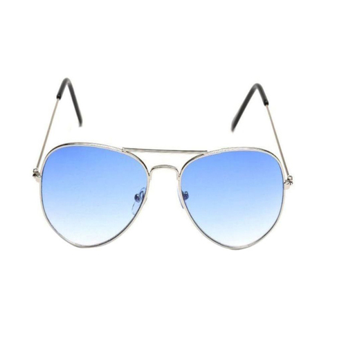 Mens Blue and Silver Sunglasses - Stainless Frame, Acrylic Lenses | Comfortable Nose Pads, 100% UV Protection, Attractive Packing