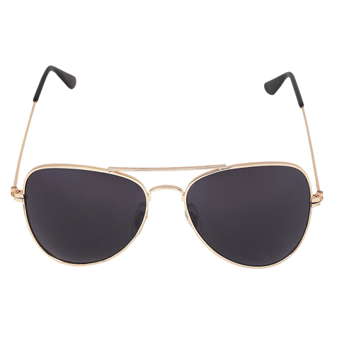 Mens Black Aviator Sunglasses - Stainless Steel Frame Gold Color Black Fibre Lenses | Comfortable Nose Pads 100% UV Protection Attractive Packing
