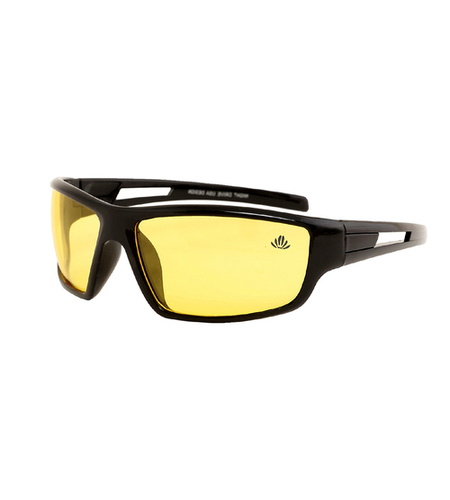 Mens Yellow & Black Night Drive Sunglasses - Plastic Frame Material, Fibre Lenses Material, Black Frame Color, Yellow Lenses Color | Comfortable Nose Pads, 100% UV Protection
