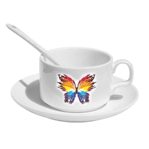 Sublimation Cup and Saucer with Spoon 6pc Set