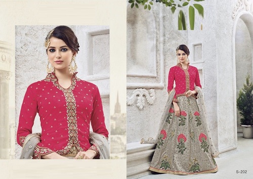 Grey & Magenta Designer Koti Style Indo Western Suit