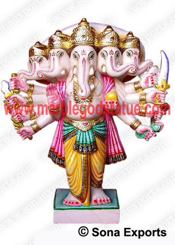 Marble Panchmukhi Ganesha Statue