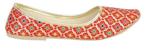 Embroidered Jutti - Leather, Sizes 4-10 | Multicolor, Flat Heel Design