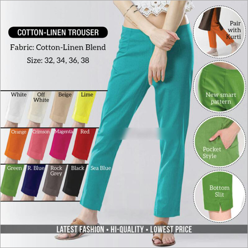 Ladies Cotton Linen Trouser