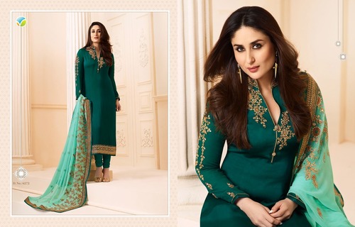 GEORGETTE AND SATIN FABRIC WORK SUITS